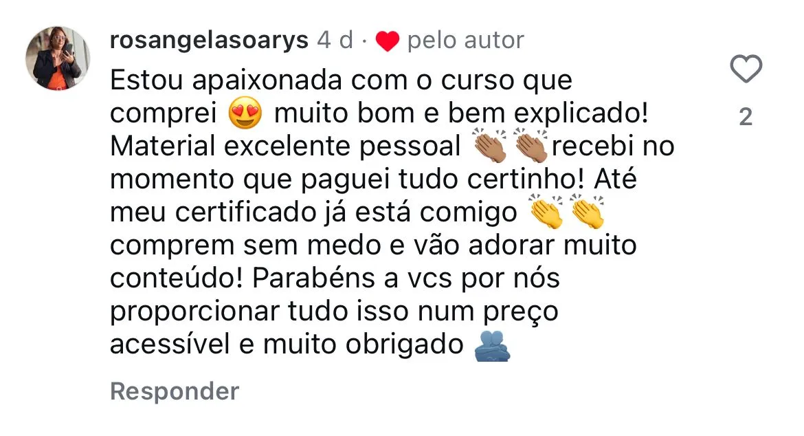Depoimento de aluno do curso de Assados