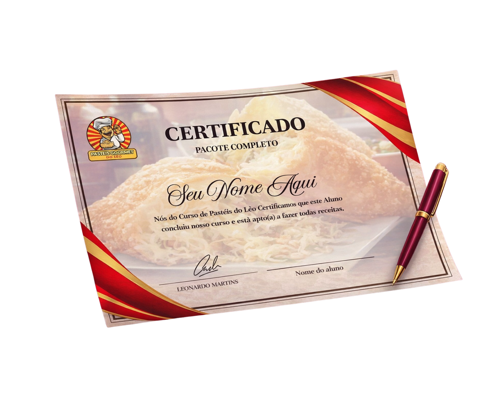Certificado de qualificação do curso Pastéis Gourmet do Léo